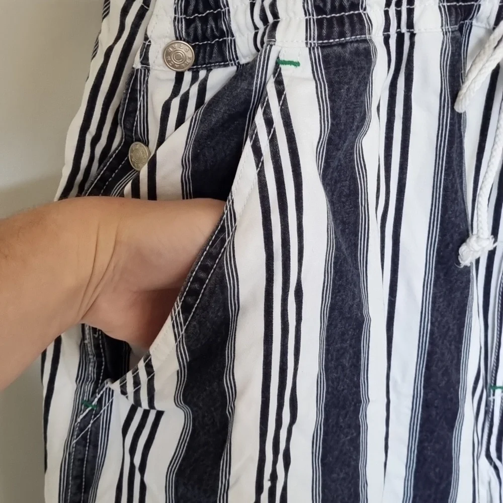 French star overalls, vintage, 90's,blue denim look & white stripes, size L - Picture 3 of 13